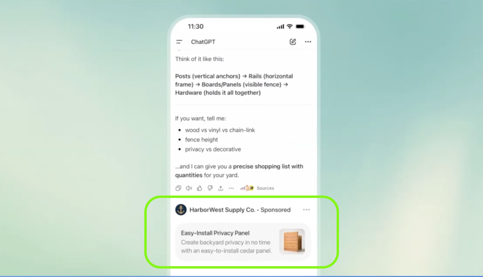 chatgpt advertising example